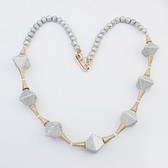 Stereoscopic rhombus long sweater chain necklace