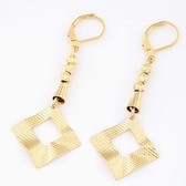 copper square concise ear clip earrings