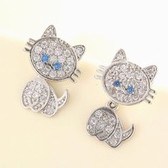 Fashion cute cat zircon earrings