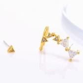 Fashion sweet triangle zircon bow earrings