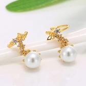Fashion sweet bow pearl ear clip earrings