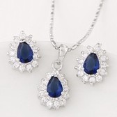 Fashion sweet bright zircon drop earrings necklace suit