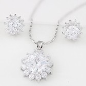 Fashion sweet bright sunflowers zircon necklace earring Sets