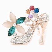 Opal flowers diamond fashion high heels brooches