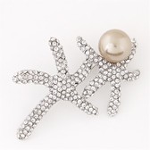 Fashion starfish shining pearl brooch