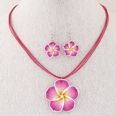 Fashion sweet retro flower wax rope necklace Earring Sets