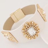 Concise trend metallic leather gems bracelets