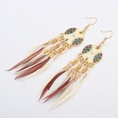 Fashion feather tassels disc earrings