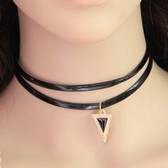 Leather punk fashion simple small triangle necklace