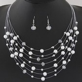 Fashion Bohemian Crystal Pearl Necklace Earrings Set