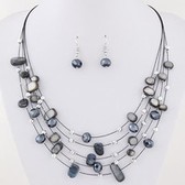 Fashion Bohemian Crystal Pearl Necklace Earrings Set