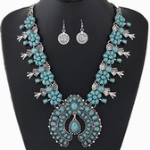 Fashion Metal Bohemian turquoise necklace Earring Sets