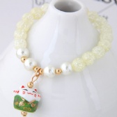 Plutus cat rock crystals beads bracelet
