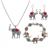 Elephant Necklace Bracelet Earrings Set