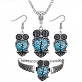 Owl Necklace Earrings Set