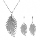 Metal Feathers Necklace Earrings Set