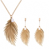 Metal Feathers Necklace Earrings Set