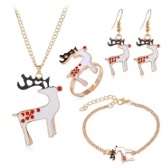 Christmas Necklace Bracelet Ring Earrings Set